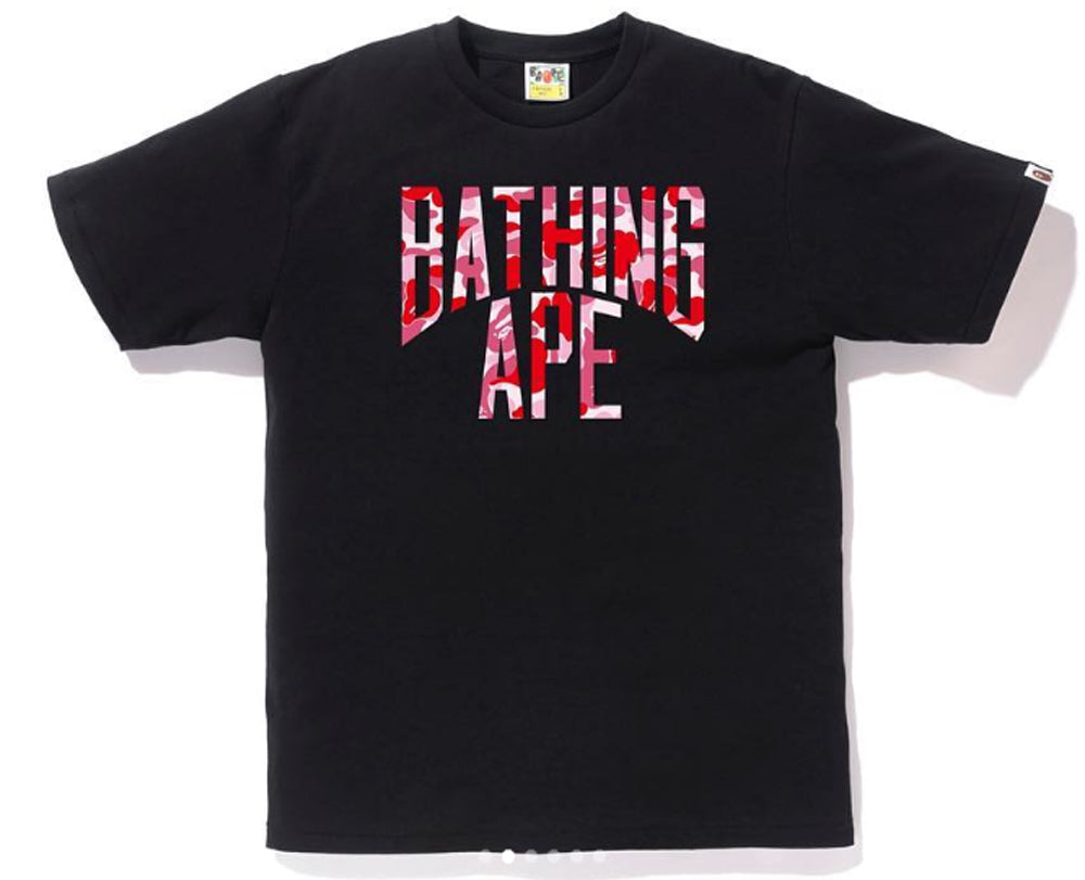 A BATHING APE BAPE ABC CAMO NYC LOGO TEE BLACK PINK