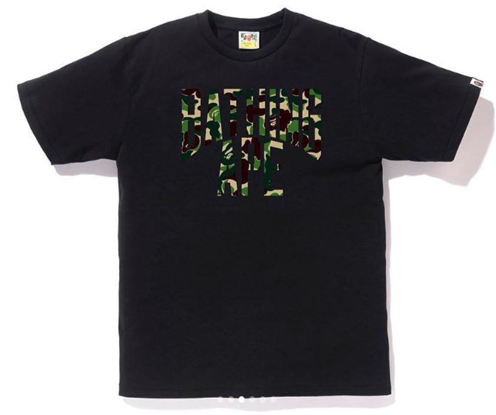 A BATHING APE BAPE ABC CAMO NYC LOGO TEE BLACK GREEN