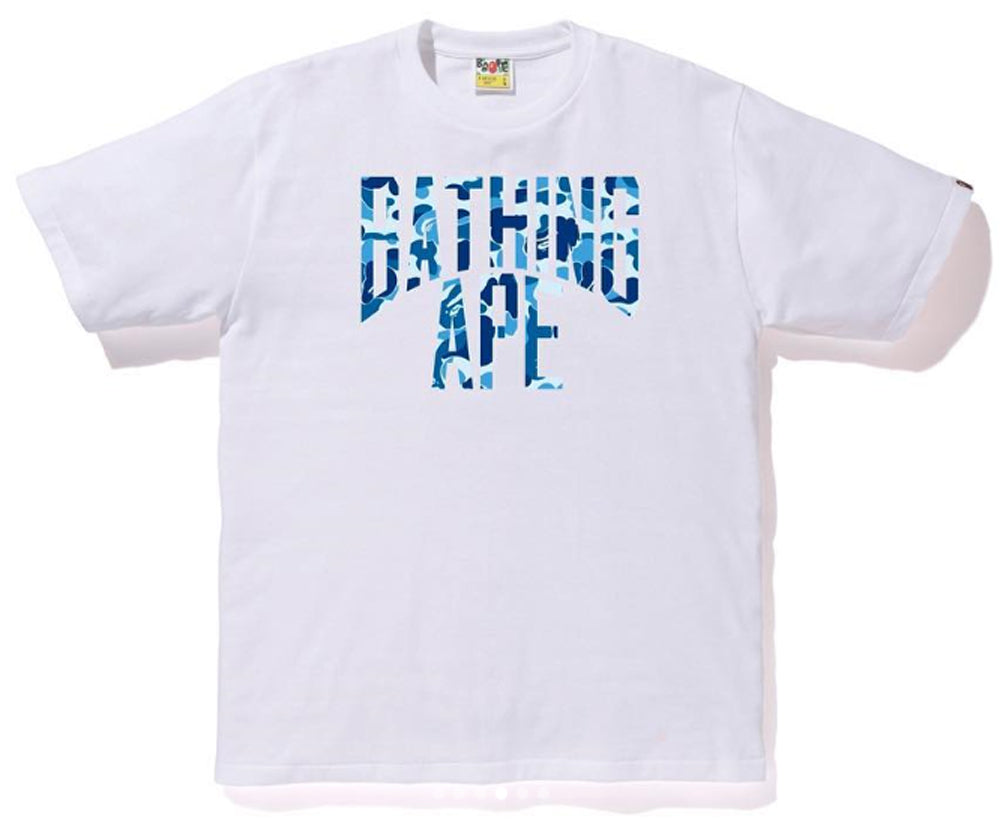 A BATHING APE BAPE ABC CAMO NYC LOGO TEE WHITE BLUE