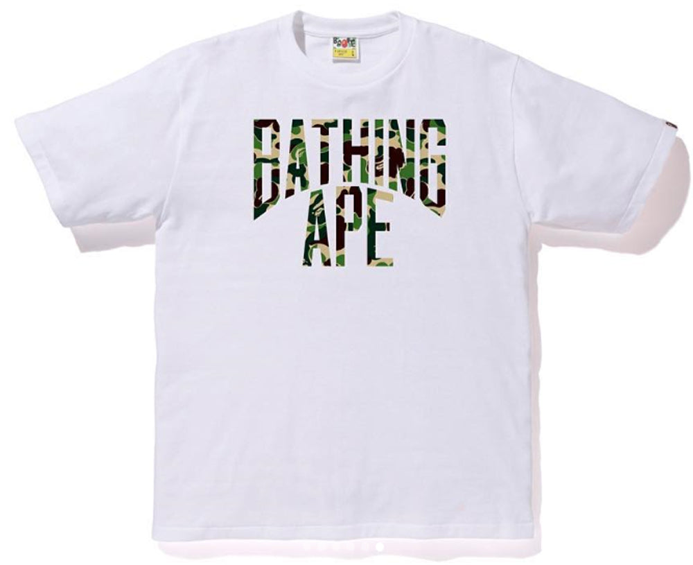 A BATHING APE BAPE ABC CAMO NYC LOGO TEE WHITE GREEN