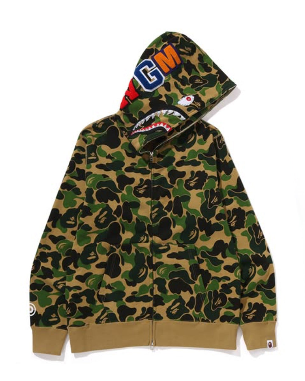 A BATHING APE BAPE ABC CAMO CRYSTAL STONE SHARK FULL ZIP HOODIE GREEN