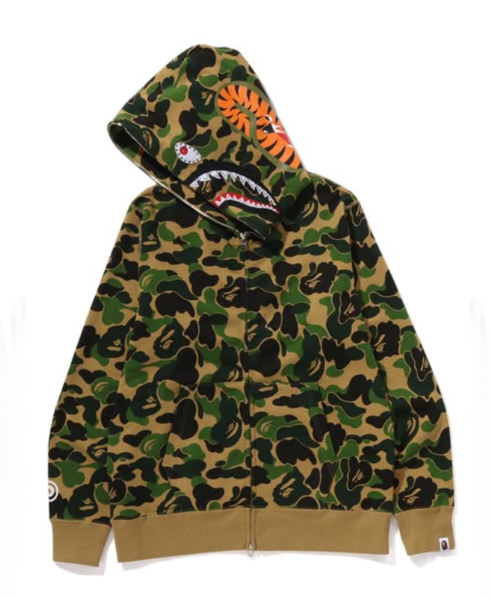 A BATHING APE BAPE ABC CAMO CRYSTAL STONE SHARK FULL ZIP HOODIE GREEN