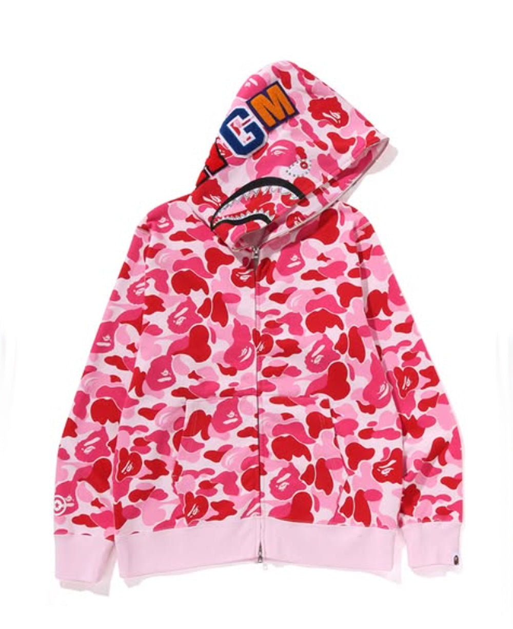 A BATHING APE BAPE ABC CAMO CRYSTAL STONE SHARK FULL ZIP HOODIE PINK