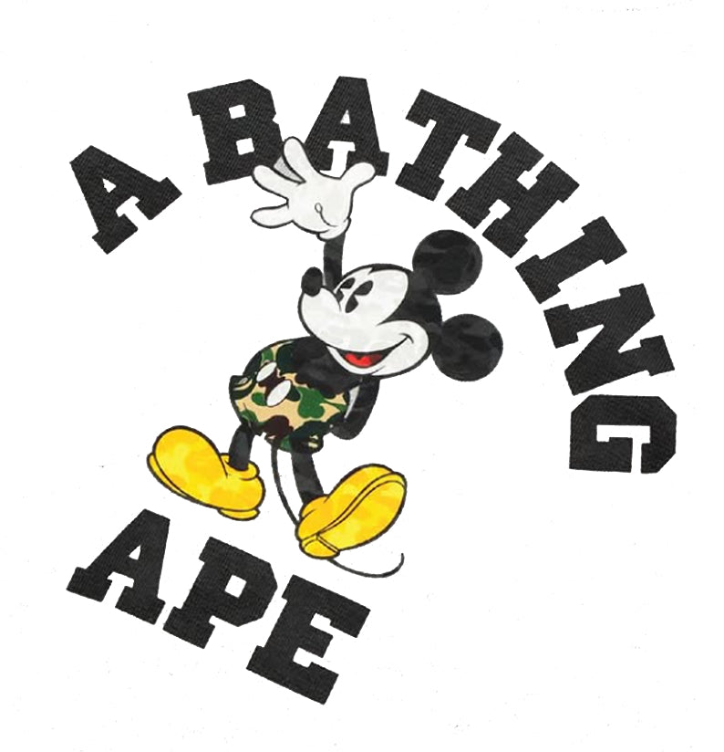 A BATHING APE BAPE x DISNEY MICKEY MOUSE COLLEGE RELAXED FIT TEE WHITE 2