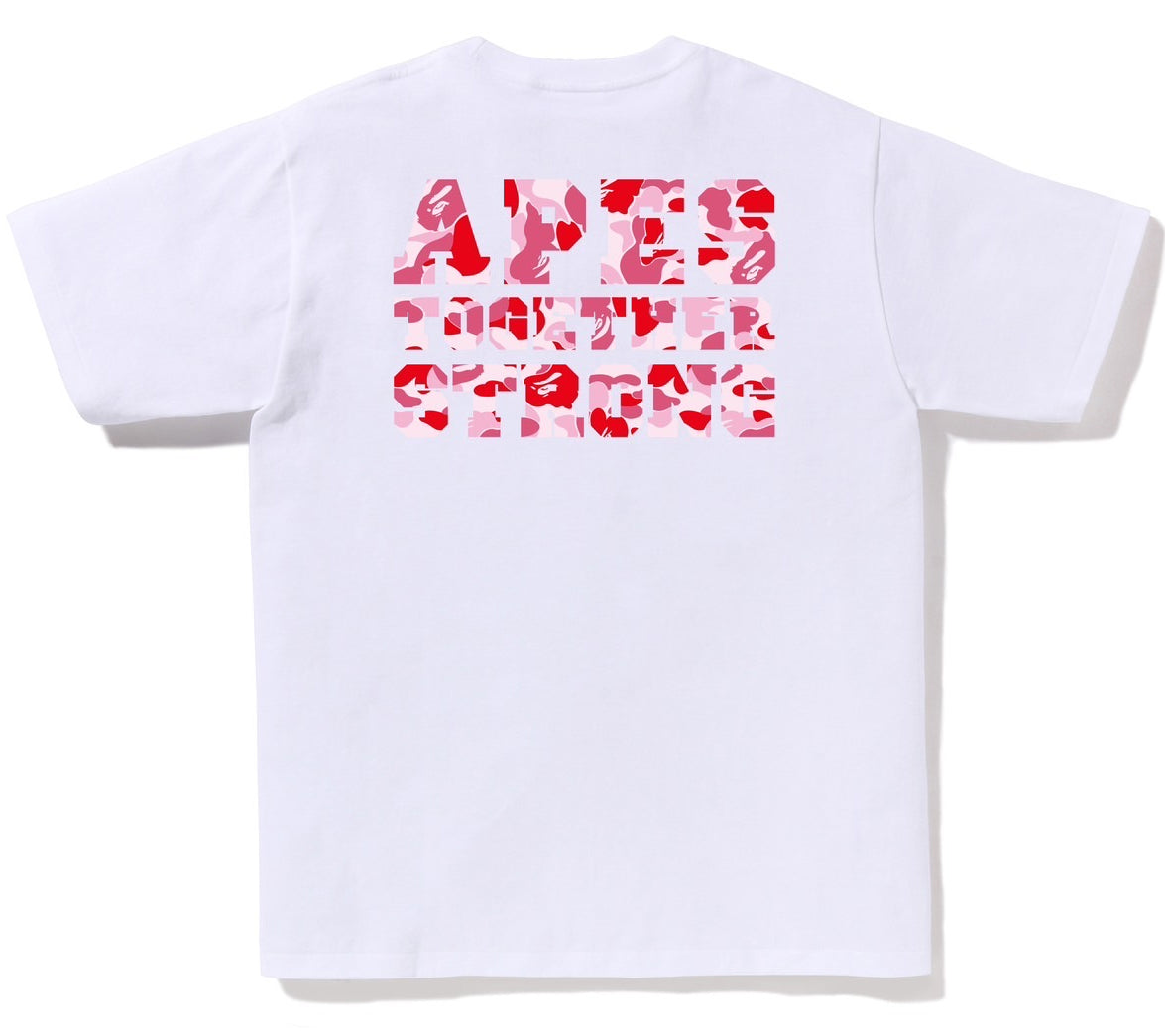 A BATHING APE BAPE ABC CAMO COLLEGE ATS TEE WHITE PINK