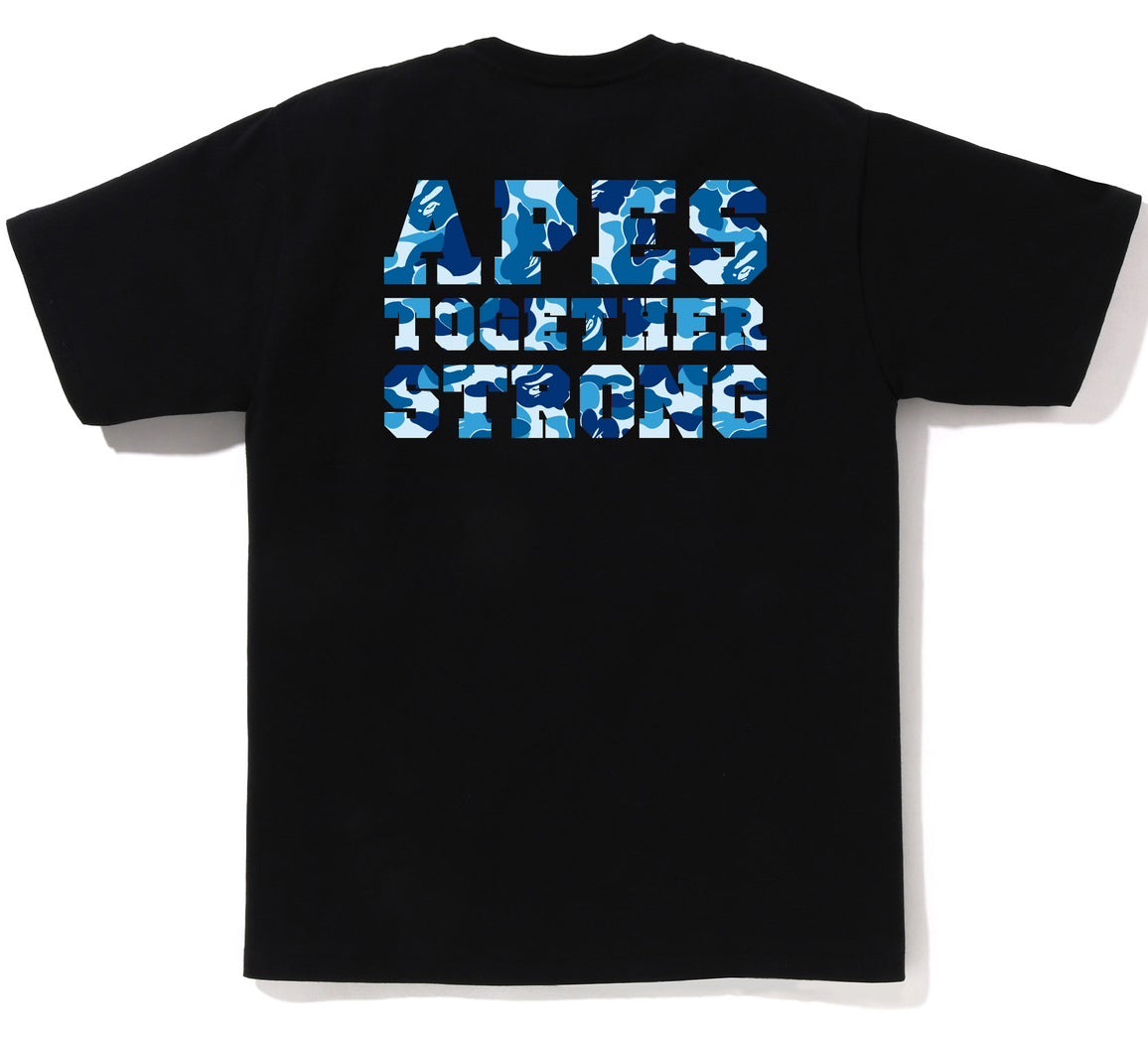 A BATHING APE BAPE ABC CAMO COLLEGE ATS TEE BLACK BLUE