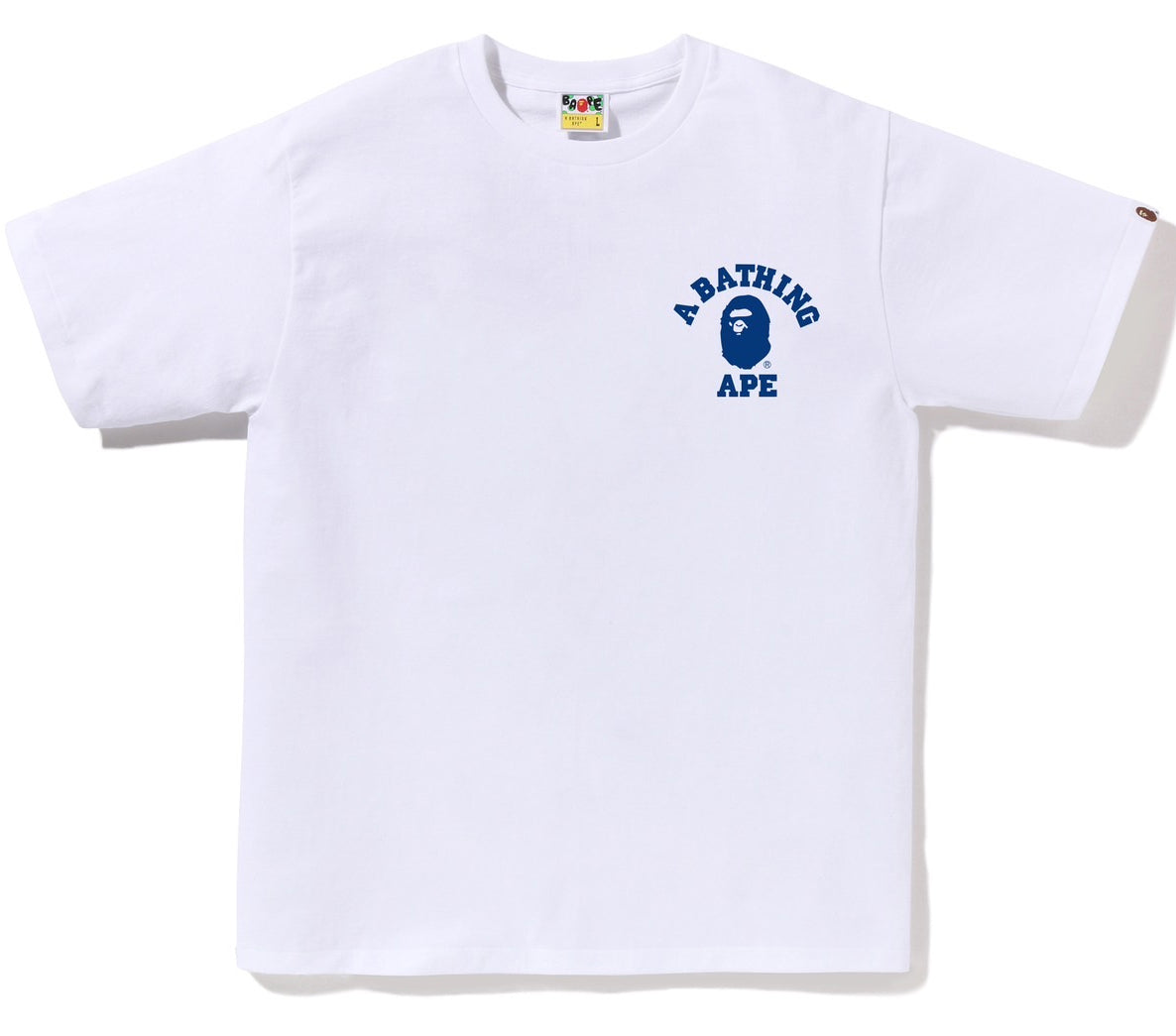 A BATHING APE BAPE ABC CAMO COLLEGE ATS TEE WHITE BLUE