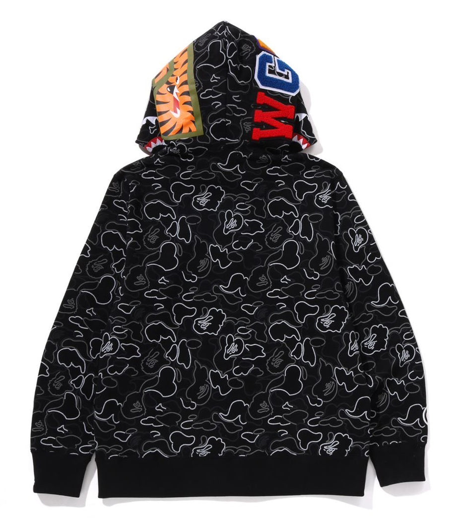 A BATHING APE BAPE NEON CAMO SHARK FULL ZIP HOODIE Black