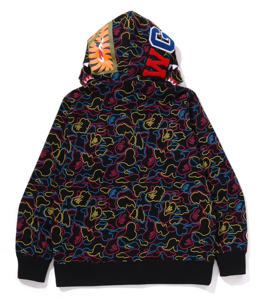 A BATHING APE BAPE NEON CAMO SHARK FULL ZIP HOODIE Multi