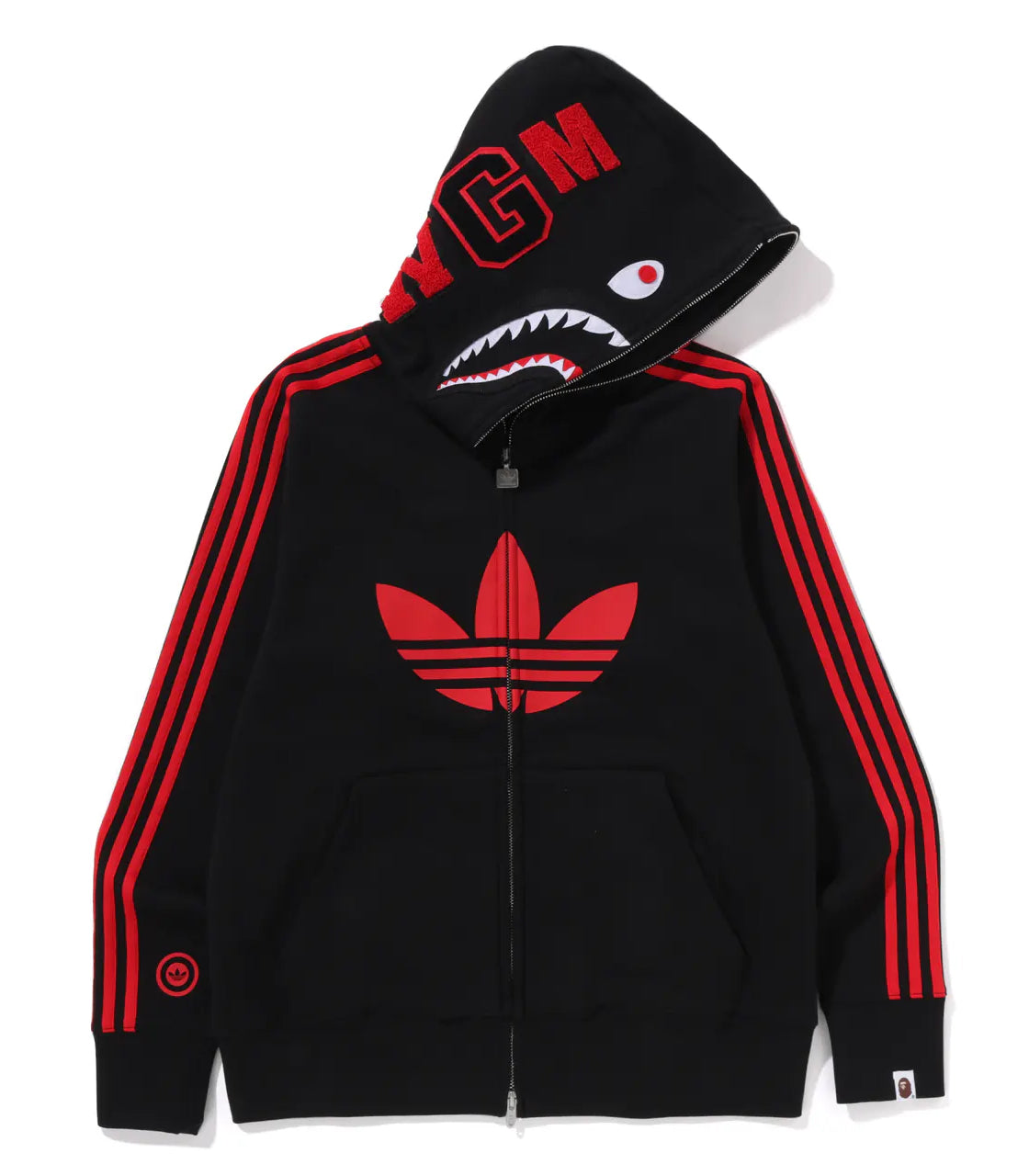 A BATHING APE BAPE x ADIDAS SHARK FULL ZIP HOODIE BLACK