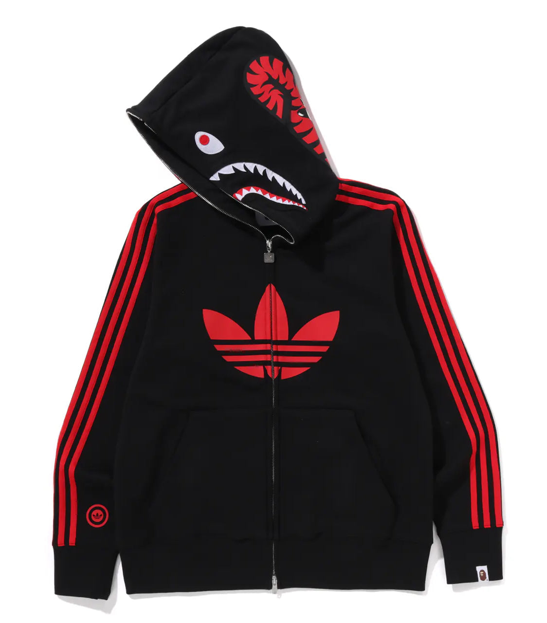 A BATHING APE BAPE x ADIDAS SHARK FULL ZIP HOODIE BLACK