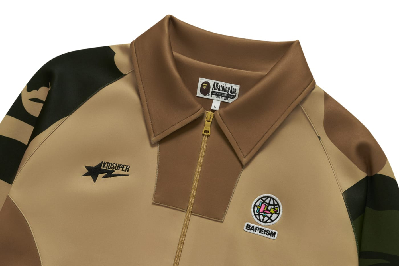 A BATHING APE BAPE x KIDSUPER PATCHWORK TRACK JACKET GREEN