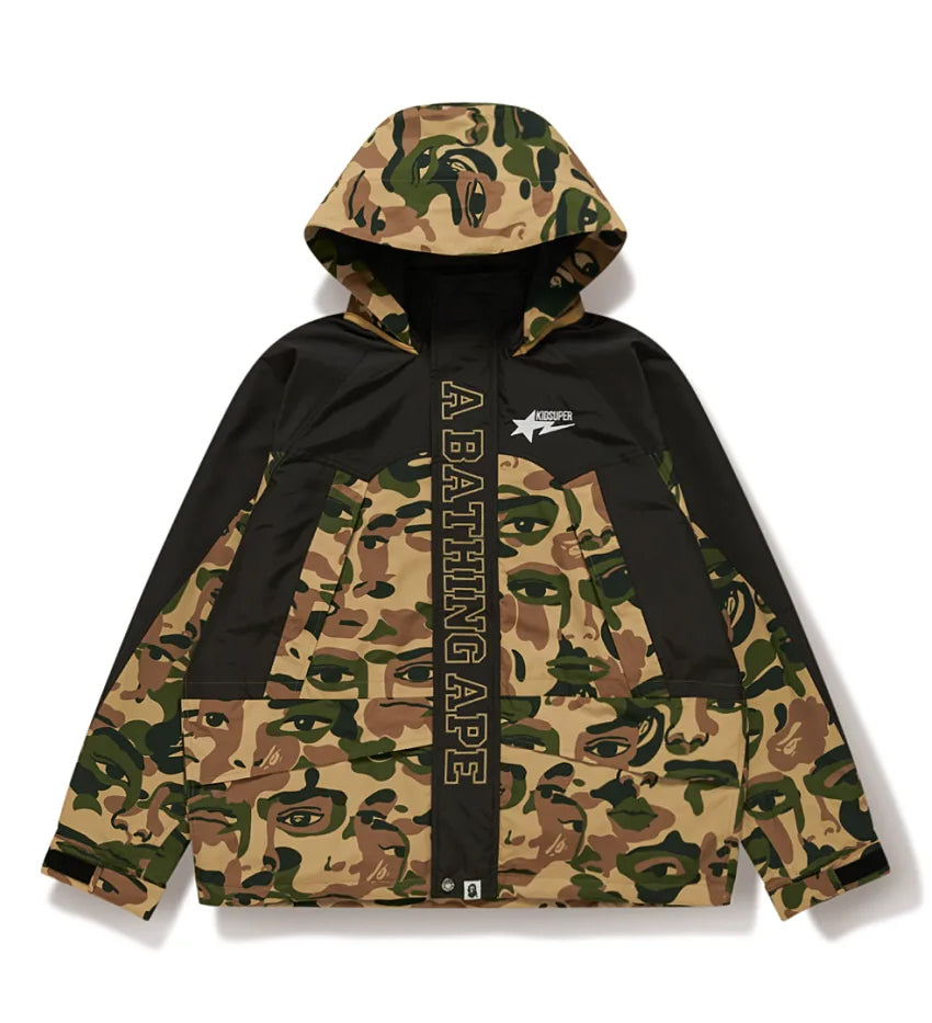 A BATHING APE BAPE x KIDSUPER CAMO SNOWBOARD JACKET GREEN