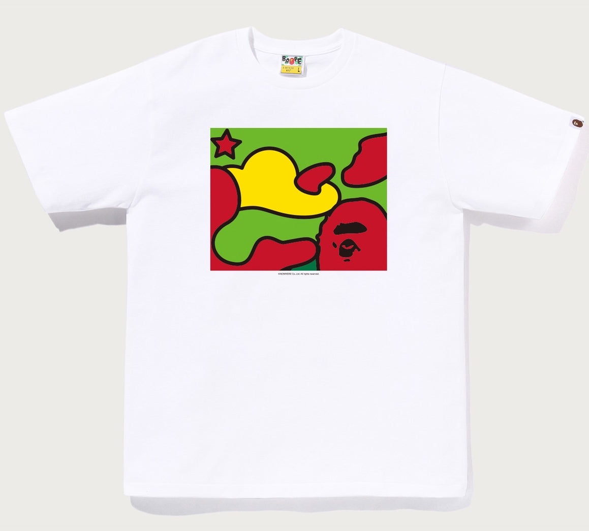 A BATHING APE STA CAMO FOCUS BOX TEE WHITE MULTI