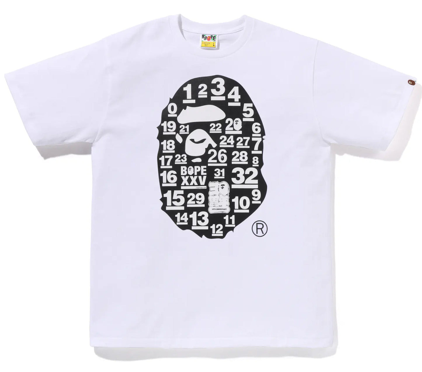 A BATHING APE BAPE 32ND ANNIV. BIG APE HEAD TEE WHITE