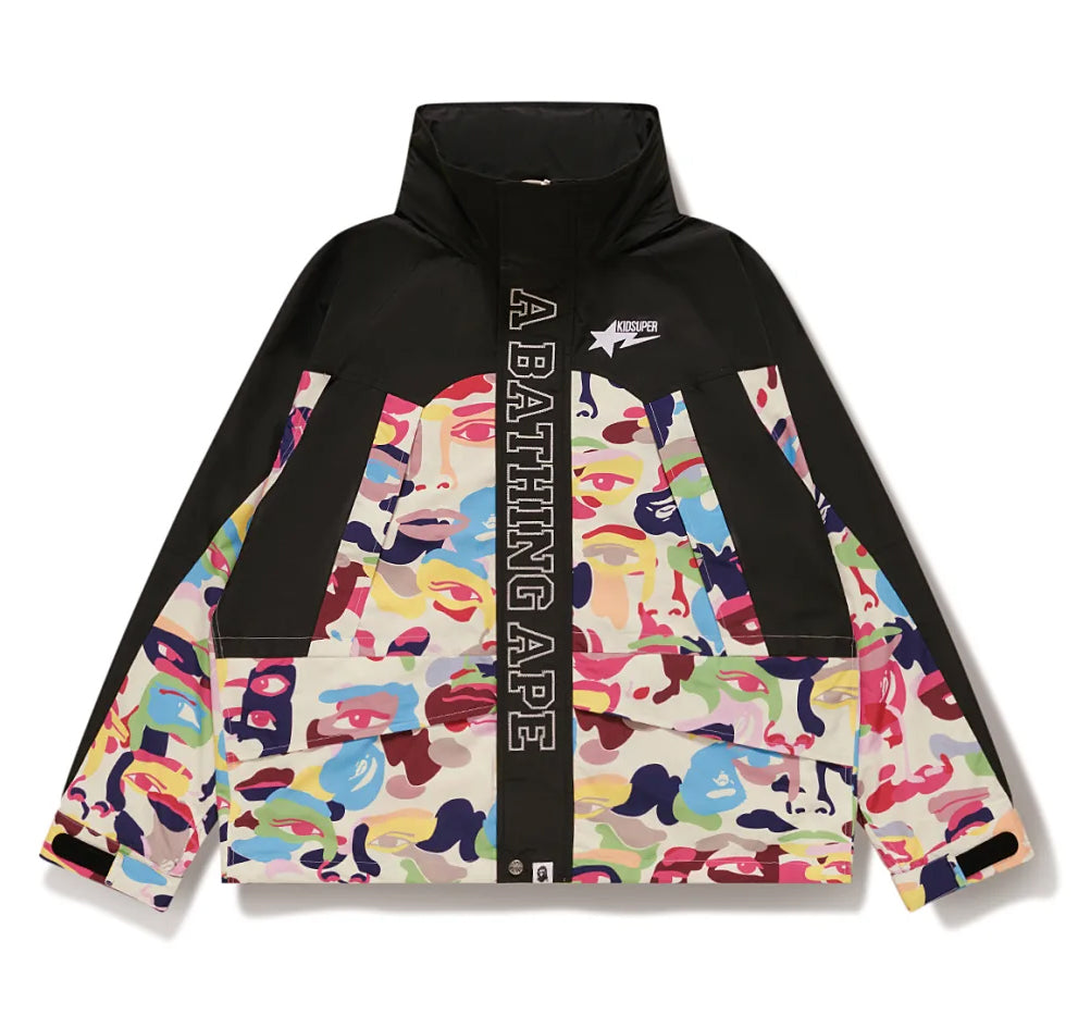 A BATHING APE BAPE x KIDSUPER CAMO SNOWBOARD JACKET MULTI