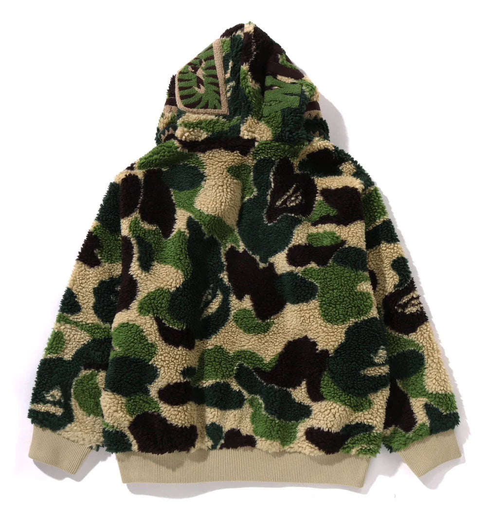 A BATHING APE BAPE ABC CAMO BOA SHARK RELAXED FIT FULL ZIP HOODIE GREEN