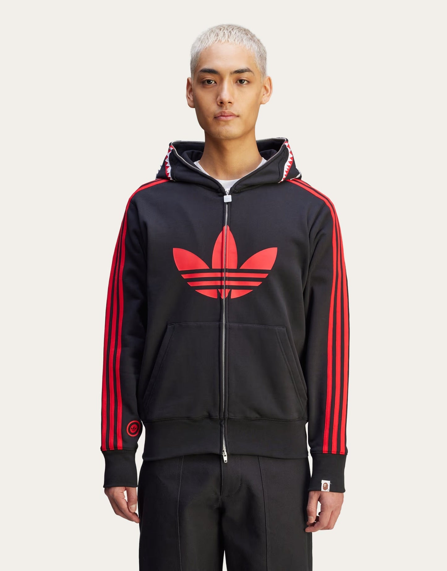 A BATHING APE BAPE x ADIDAS SHARK FULL ZIP HOODIE BLACK
