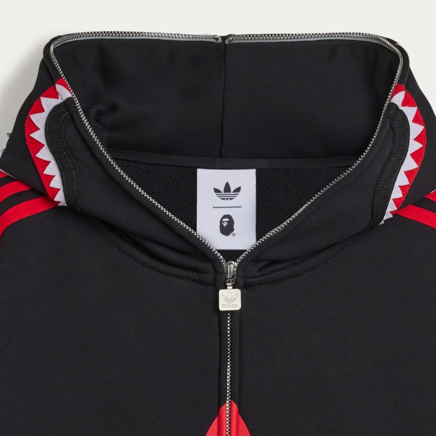 A BATHING APE BAPE x ADIDAS SHARK FULL ZIP HOODIE BLACK