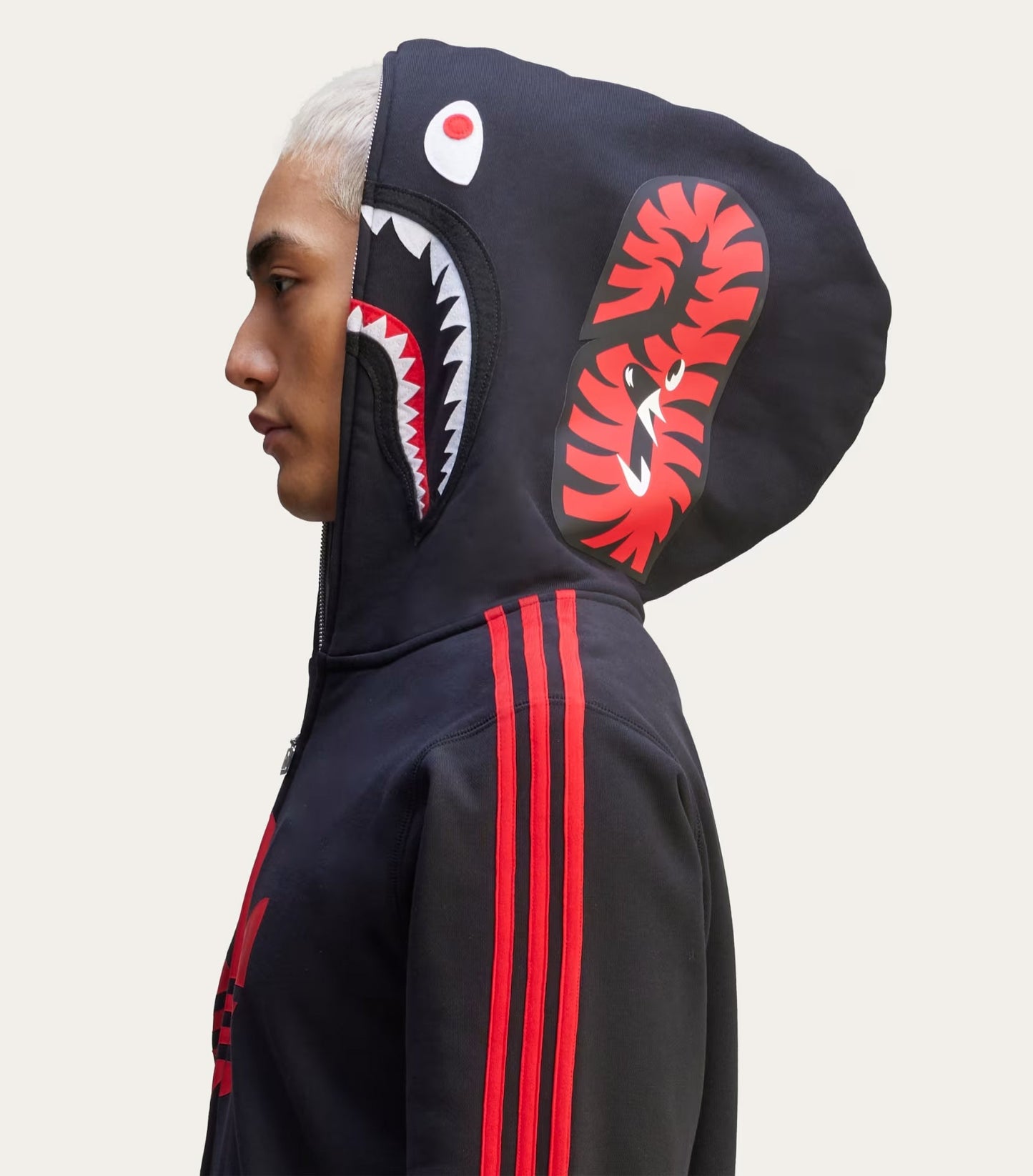 A BATHING APE BAPE x ADIDAS SHARK FULL ZIP HOODIE BLACK