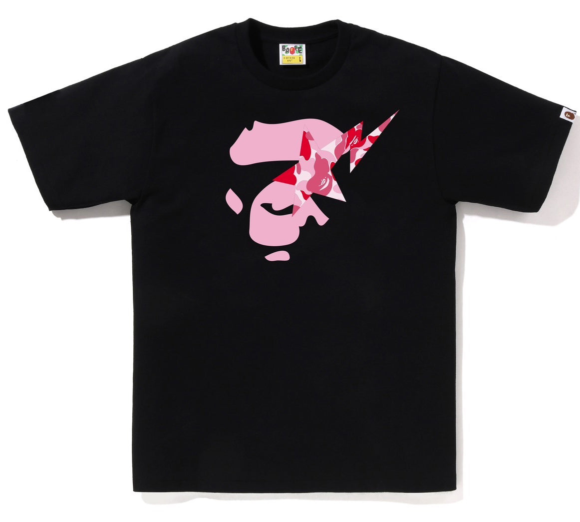 A BATHING APE BAPE ABC CAMO APE FACE STA TEE BLACK PINK