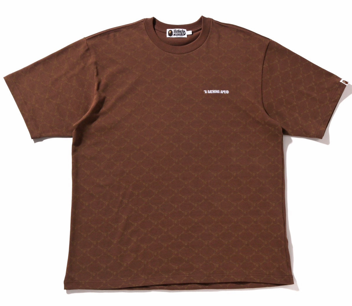 A BATHING APE BAPE COLLEGE MONOGRAM LOGO RELAXED FIT TEE BROWN