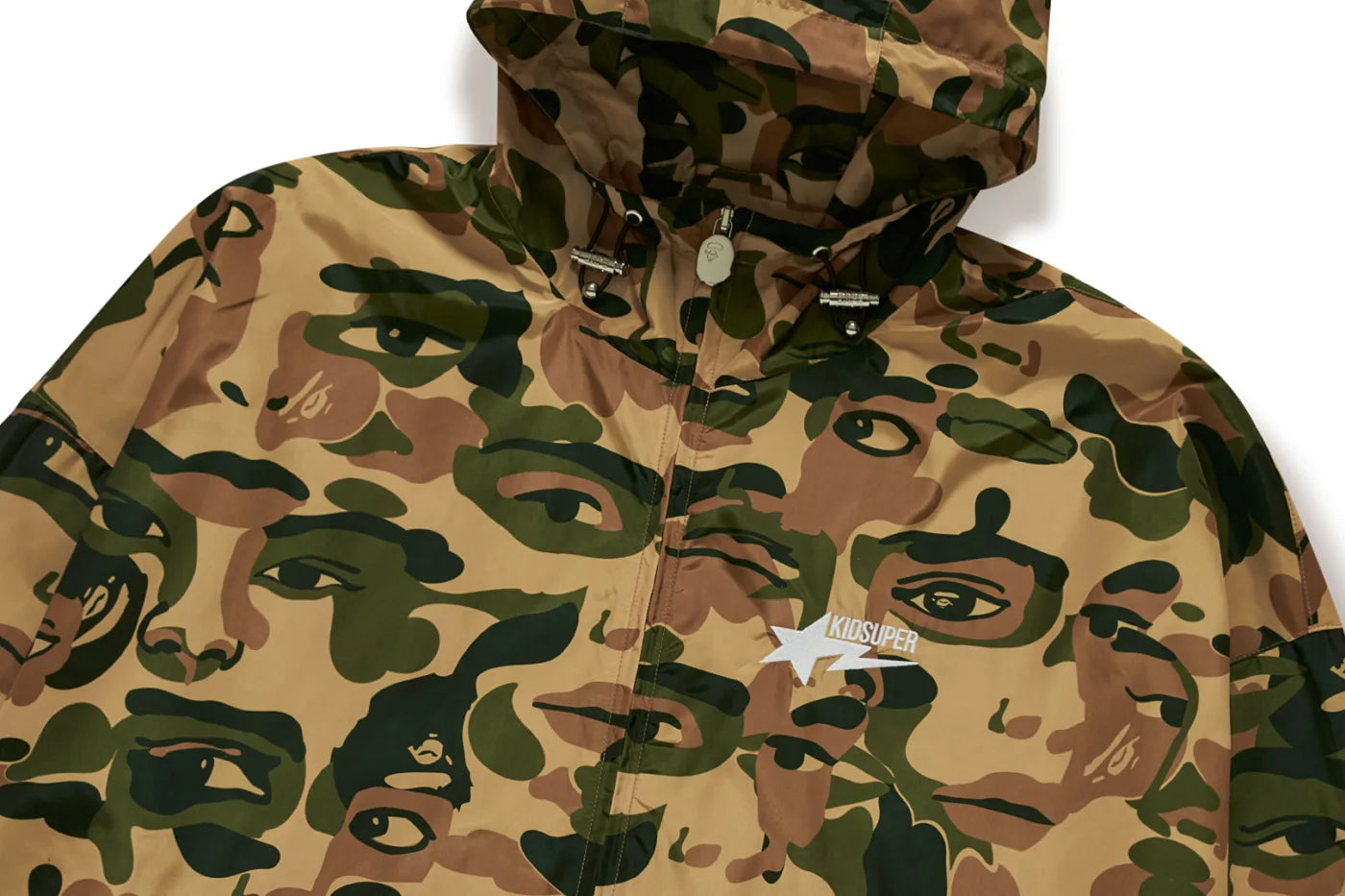 A BATHING APE BAPE x KIDSUPER CAMO LIGHT WEIGHT JACKET GREEN