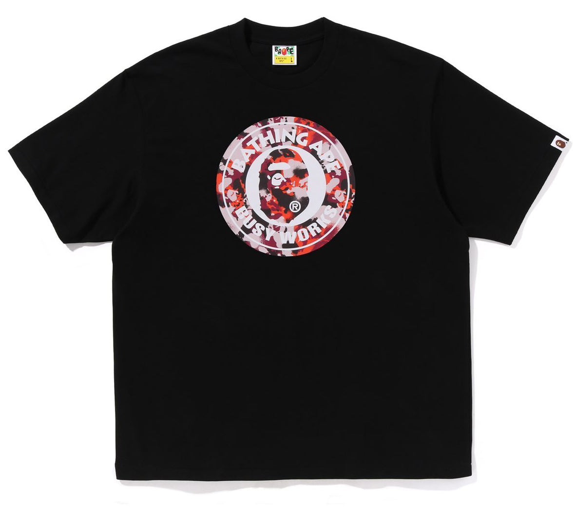 A BATHING APE BAPE MAP CAMO BUSY WORKS RELAXED FIT TEE BLACK