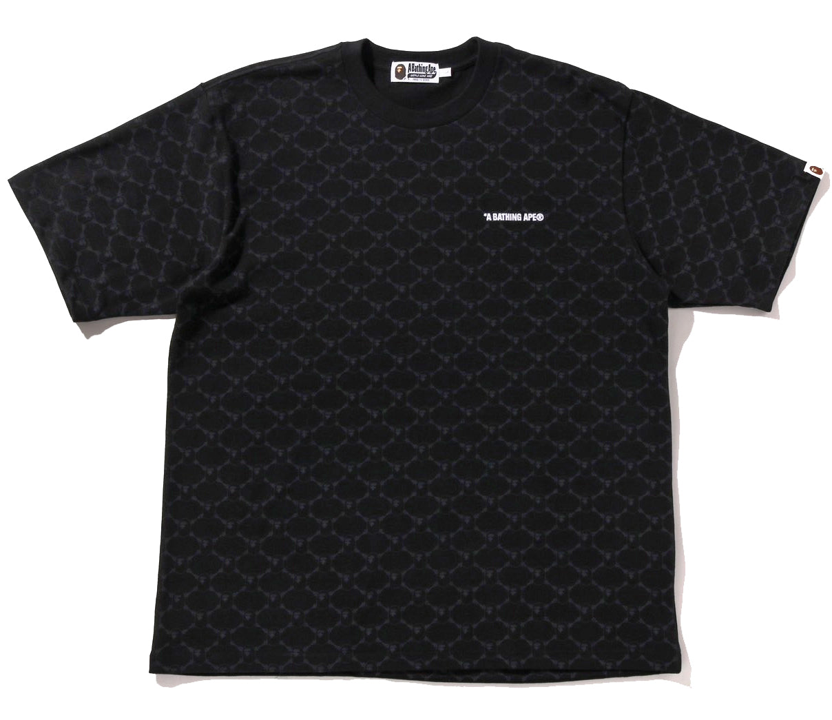 A BATHING APE BAPE COLLEGE MONOGRAM LOGO RELAXED FIT TEE BLACK
