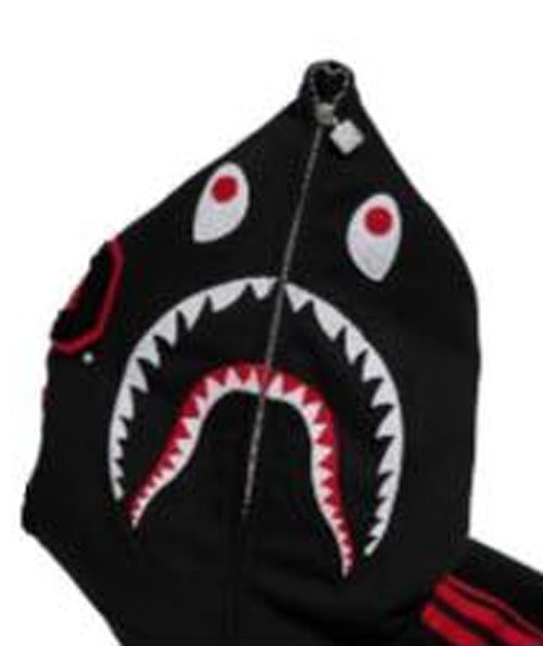 A BATHING APE BAPE x ADIDAS SHARK FULL ZIP HOODIE BLACK