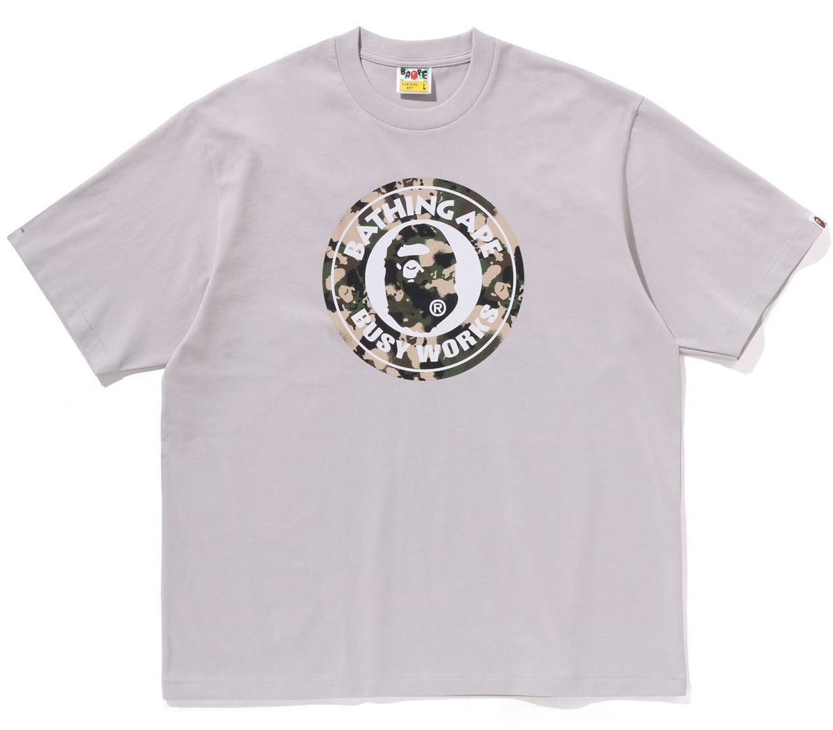 A BATHING APE BAPE MAP CAMO BUSY WORKS RELAXED FIT TEE GRAY