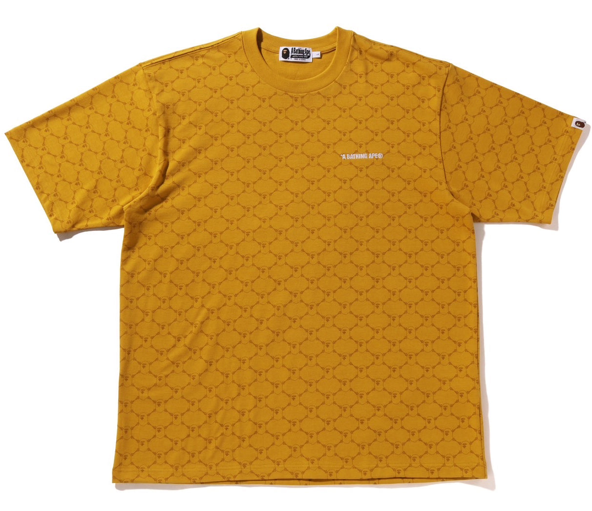 A BATHING APE BAPE COLLEGE MONOGRAM LOGO RELAXED FIT TEE YELLOW
