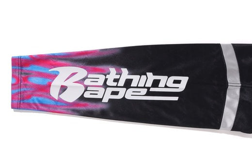 A BATHING APE BAPE FLAME PATTERN MULTI LOGO RELAXED FIT FOOTBALL JERSEY Black