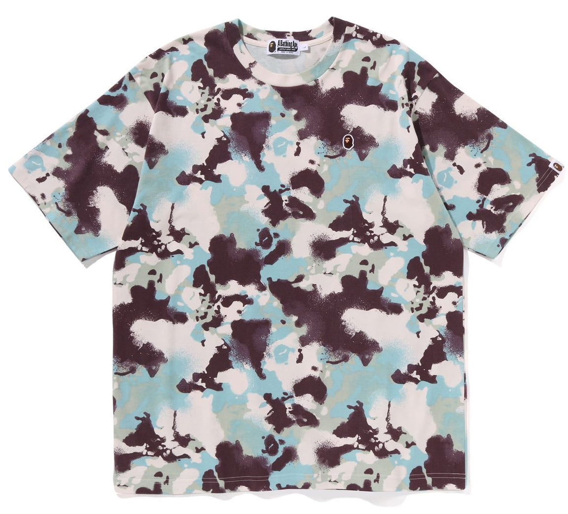 A BATHING APE BAPE MAP CAMO APE HEAD ONE POINT RELAXED FIT TEE MULTI