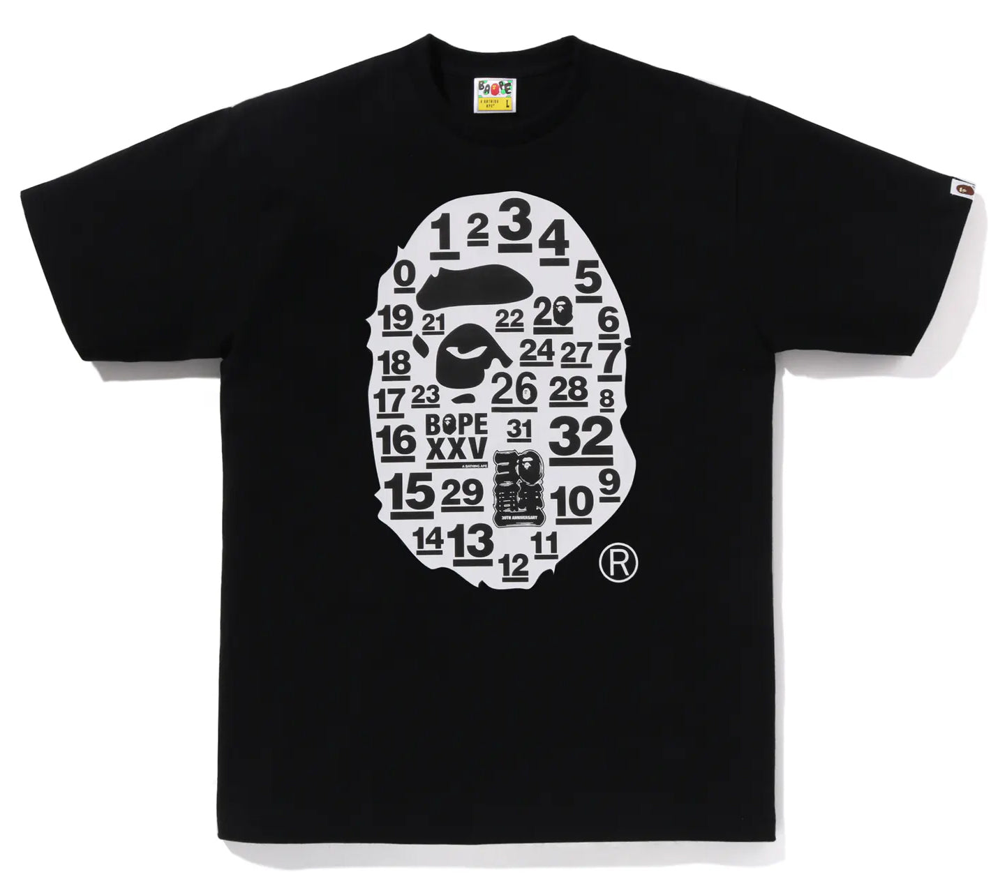 A BATHING APE BAPE 32ND ANNIV. BIG APE HEAD TEE BLACK