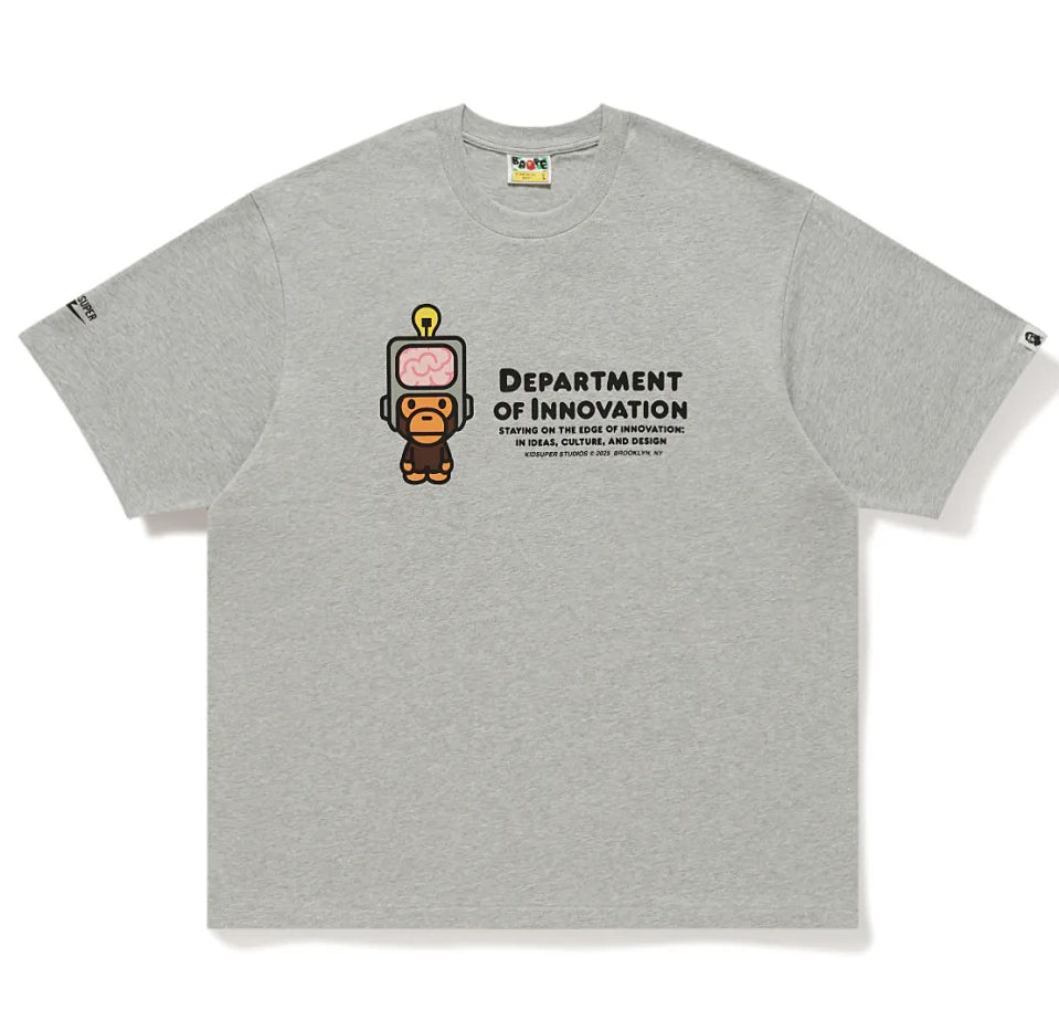 A BATHING APE BAPE x KIDSUPER MILO GRAPHIC TEE GRAY