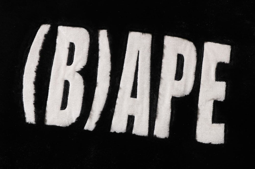 A BATHING APE BAPE (B)APE FAUX FUR JACKET BLACK
