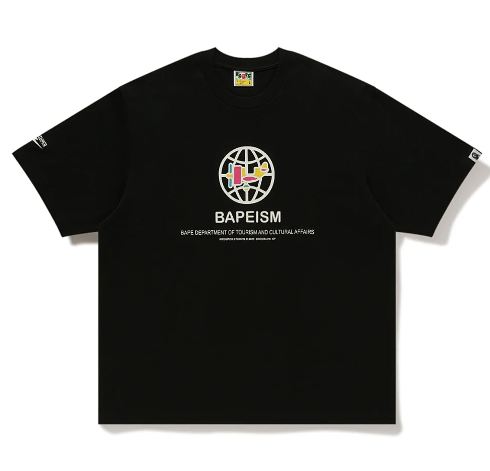 A BATHING APE BAPE x KIDSUPER BAPEISM LOGO TEE BLACK