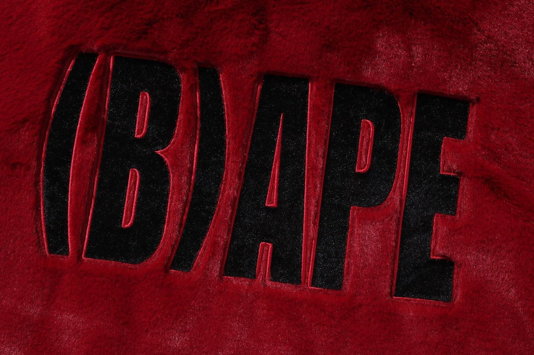 A BATHING APE BAPE (B)APE FAUX FUR JACKET BURGUNDY
