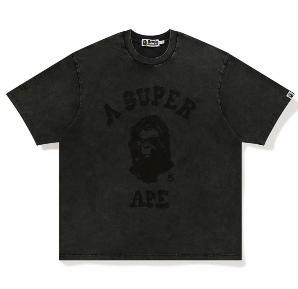 A BATHING APE BAPE x KIDSUPER GARMENT DYE COLLEGE LOGO TEE BLACK