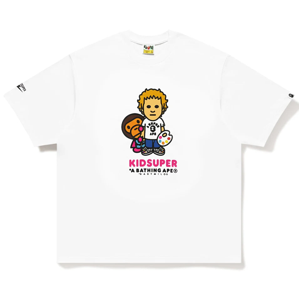 A BATHING APE BAPE x KIDSUPER MILO TEE WHITE
