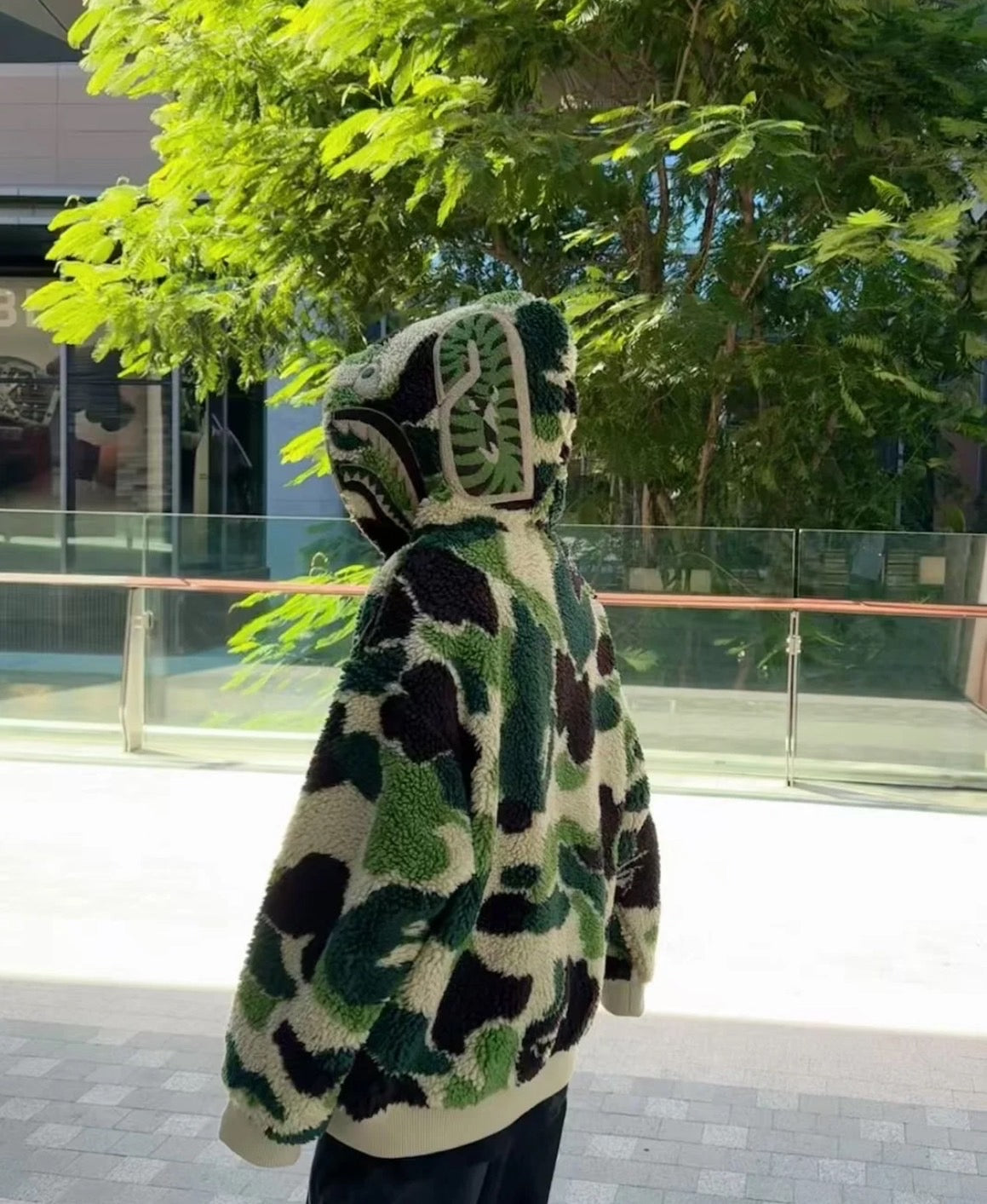 A BATHING APE BAPE ABC CAMO BOA SHARK RELAXED FIT FULL ZIP HOODIE GREEN