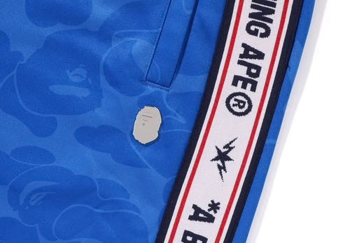 A BATHING APE BAPE SOLID CAMO ONE POINT RELAXED FIT SWEAT PANTS BLUE