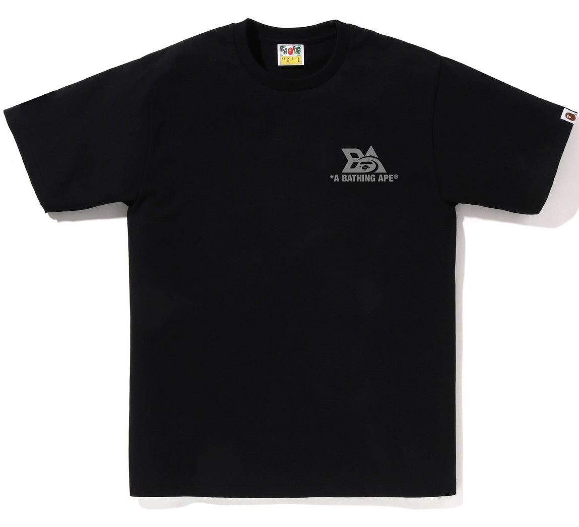 A BATHING APE BAPE REFLECTOR TECH LOGO TEE BLACK
