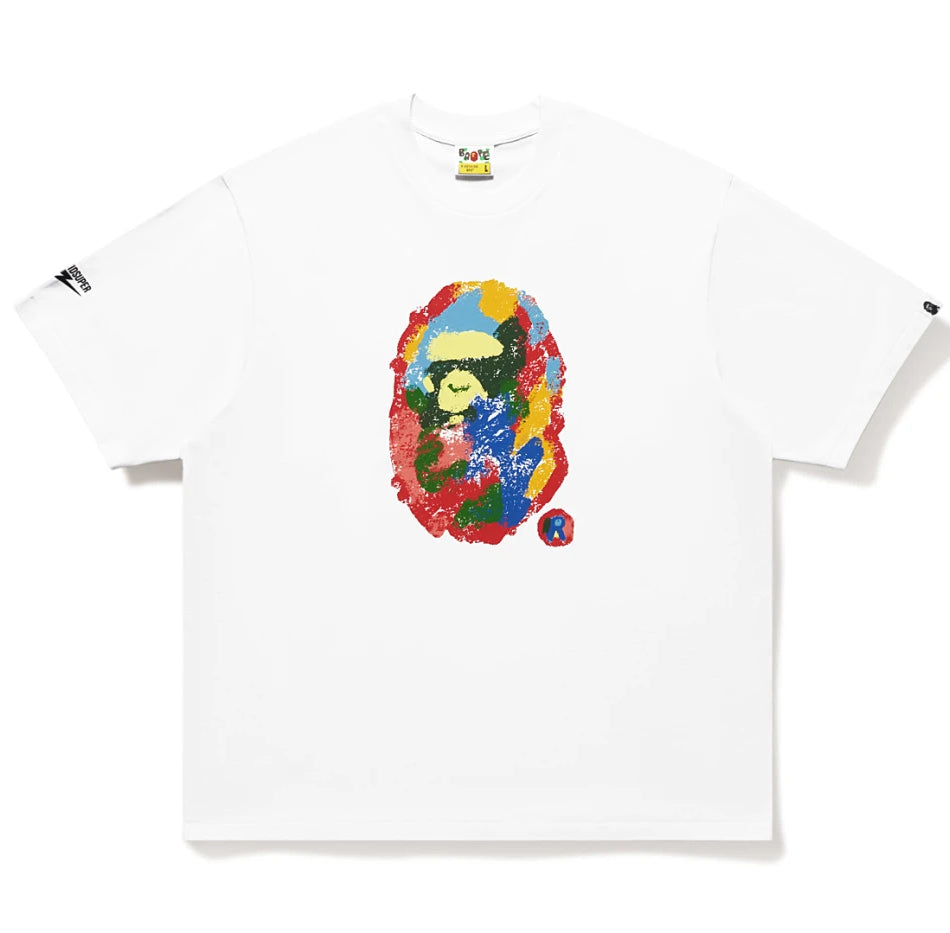 A BATHING APE BAPE x KIDSUPER PAINTING APE HEAD TEE WHITE