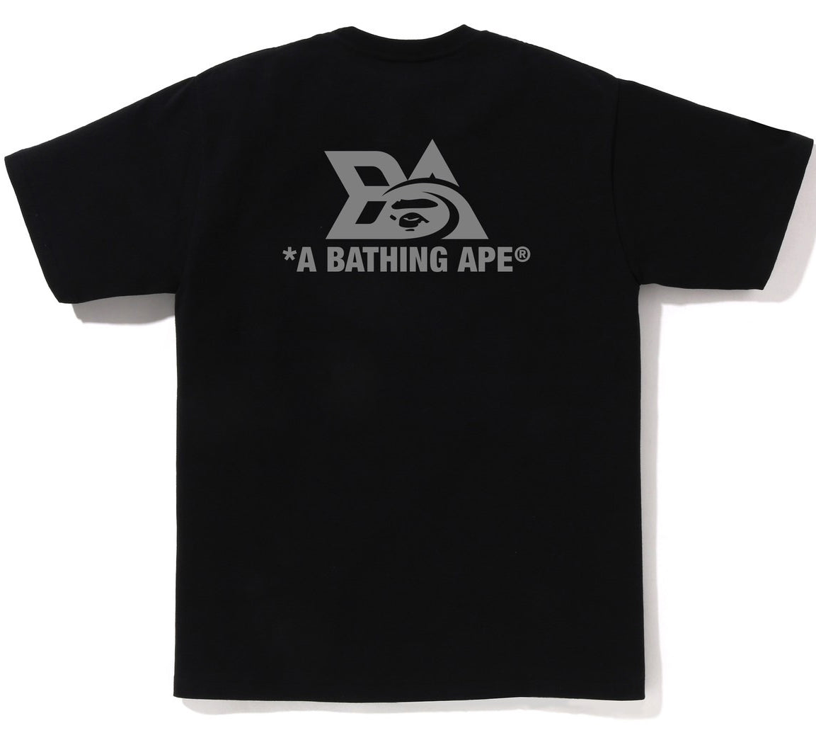 A BATHING APE BAPE REFLECTOR TECH LOGO TEE BLACK