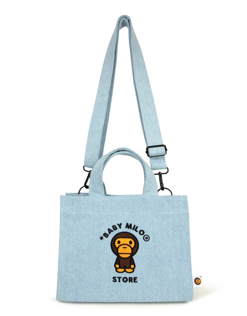 A BATHING APE BAPE BABY MILO STORE BABY MILO DENIM SMALL TOTE BAG