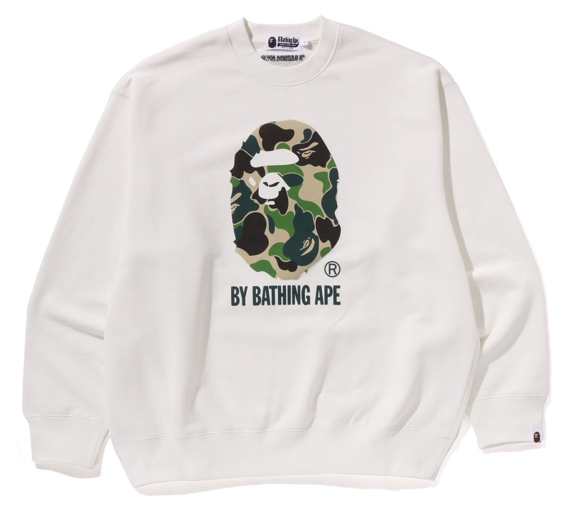 A BATHING APE BAPE ABC CAMO APE HEAD RELAXED FIT CREWNECK SWEAT SHIRT Ivory