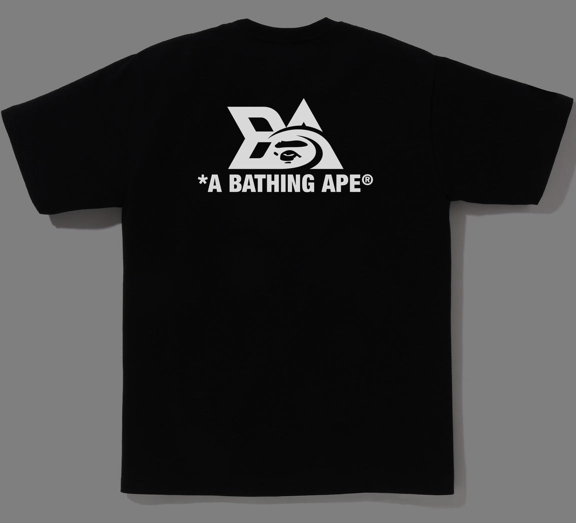 A BATHING APE BAPE REFLECTOR TECH LOGO TEE BLACK