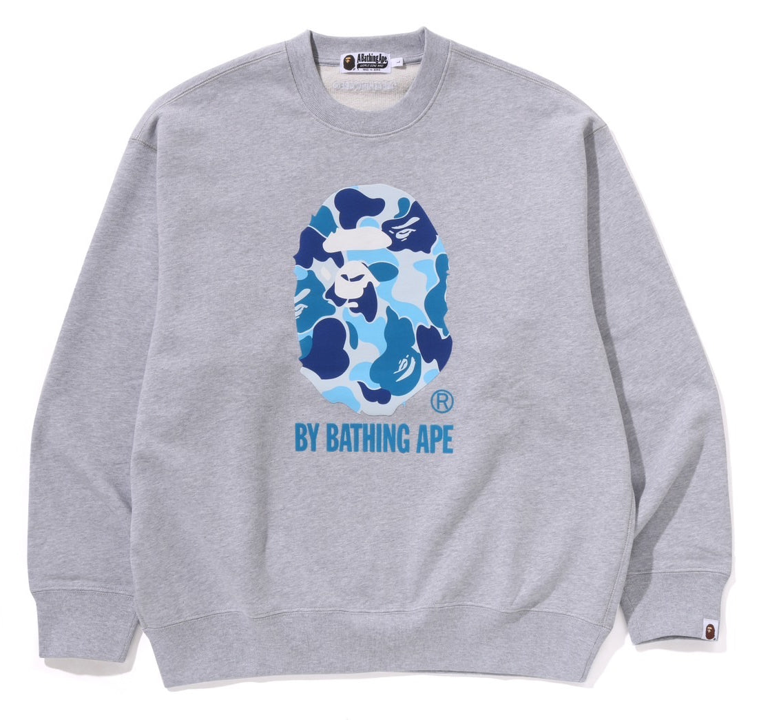A BATHING APE BAPE ABC CAMO APE HEAD RELAXED FIT CREWNECK SWEAT SHIRT Gray